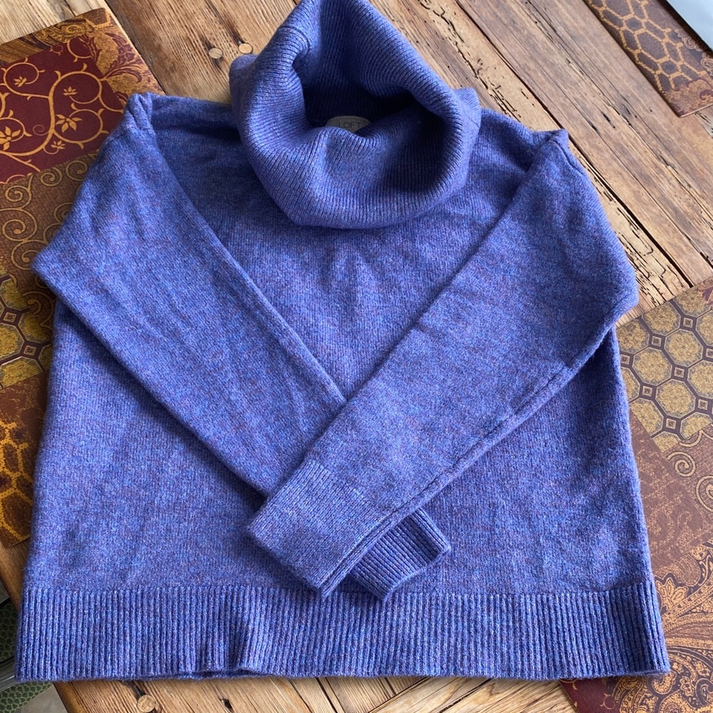 LOFT Women's Purple Cowl Neck Sweater